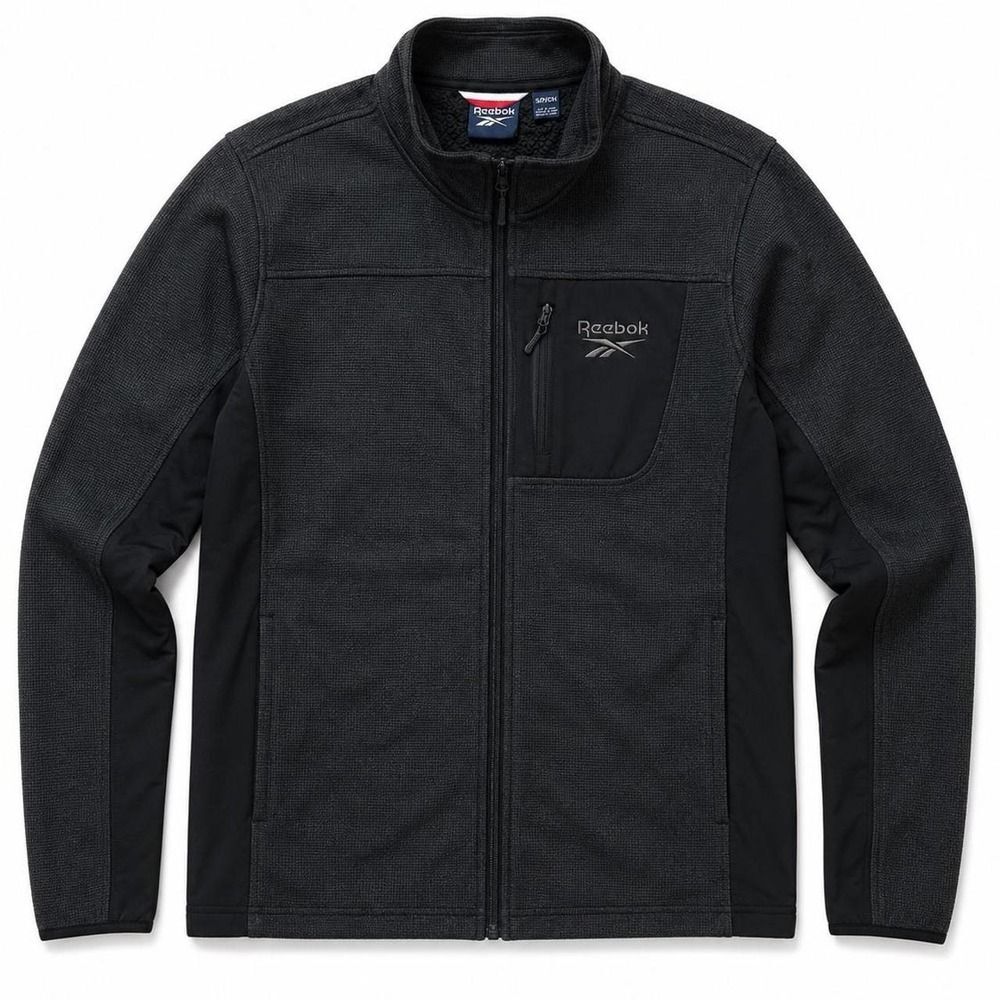 Reebok Mens Charcoal Gray Full Zip Fleece Jacket Small OMRB1530 NWT